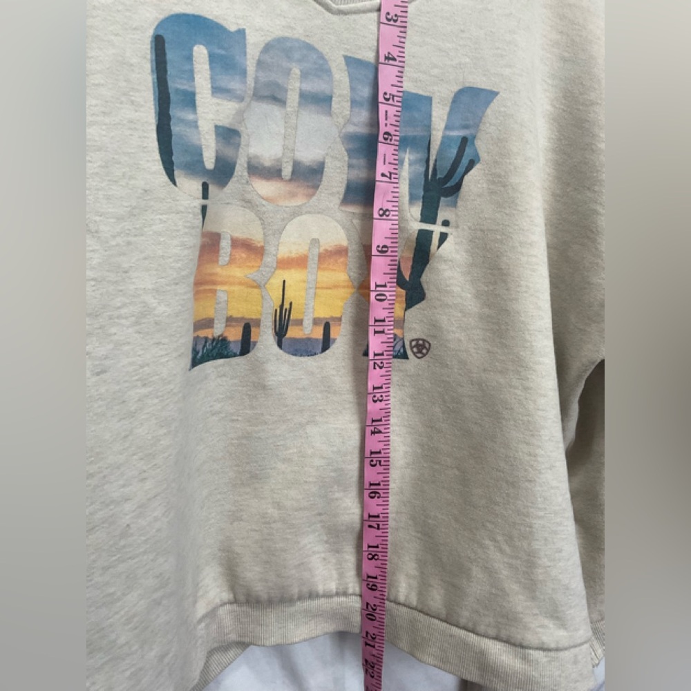 Ariat Women's sweatshirt Cowboy Graphic Crew Sweater Oatmeal Heather size XXL - Picture 4 of 8
